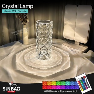 💡مصباح الطاولة الكرستالي Rose Diamond Table Lamp💡 مع جهاز تحكم بالإضاءة 