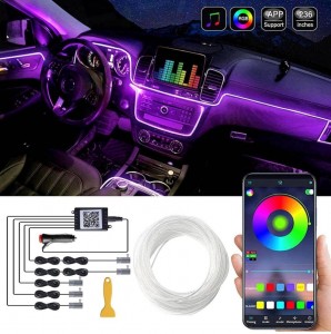 حبل تحكم LED اضاءة ديكور داخلي شامل للسيارة