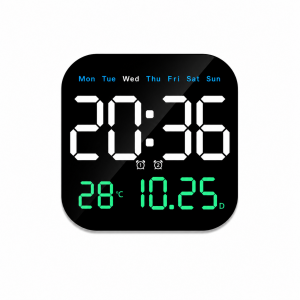 ساعة حائط مربع رقمية مع منبهين وجهاز تحكم Wall Clock DS-6650