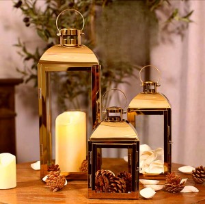 طقم فوانيس رمضان كبير معدن ذهبي 60 سم موديل 43