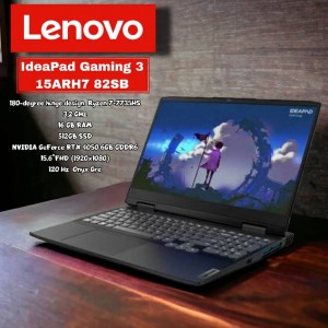 لابتوب Lenovo IdeaPad Gaming 3 15ARH7 82SB - 180-degree hinge design  Ryzen 7-7735HS 3,2 GHz 16 GB RAM 512GB SSD NVIDIA GeForce RTX 4050 6GB GDDR6 15.6"FHD (1920x1080) 120 Hz  Onyx Grey