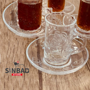 طقم كاسات شاي مع صحون محجر