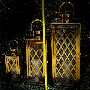 طقم فوانيس رمضان كبير معدن ذهبي 60 سم
