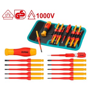 مجموعة تتضمن 12 قطعة مفك معزول (THKISD1201)12 Pcs Interchangeable Insulated Screwdriver Set توتال TOTAL