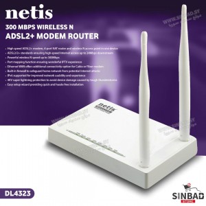 راوتر netis 300Mbps wireless N ADSL2 +Modem Router DL4323