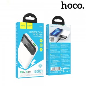 باور بانك J102 سعة 10000 ميللي أمبير, لون أبيض, شاشة ديجيتال, من HOCO