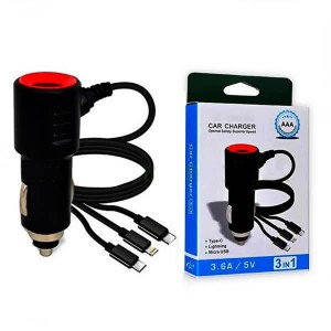 شاحن سيارة 3 ب1 car charger 3.6A / 5V