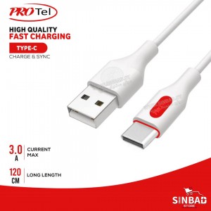وصلة كبل شاحن تايب سي PRO TEL 1.2M 3A TYPE-C