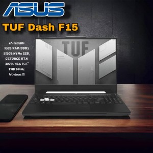 لابتوب ASUS TUF Dash F15  CORE i7-12650H 16GB RAM DDR5 512GB NVMe SSD, GEFORCE RTX 3070- 8GB 15.6" FHD 144Hz Windows 11