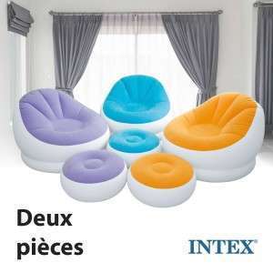 الكرسي الهوائي القابل للنفخ مع مسند للقدمين من إنتكس Fauteuil Cafe Chaise avec pouf Ottoman Intex 68572