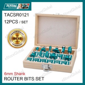 12pcs Router bits set(6mm) TACSR0121 مجموعة تحتوي 12 قطعة اكس (6 مم) لزوم روتر نجارين